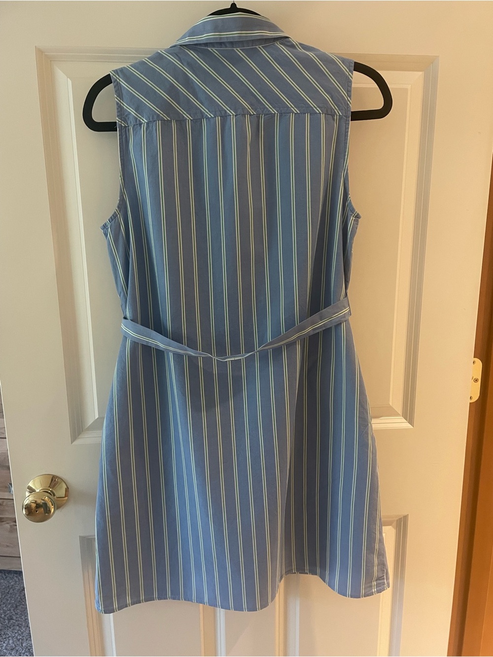 Tommy Hilfiger Light Blue and White Striped Sleeveless Shirt Dress - Picture 2 of 4